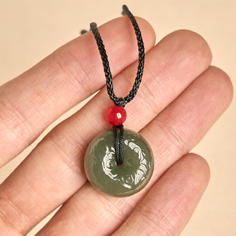 Buddha Stones "Wishing You Peace and Safety" Peace Buckle Jade Necklace Includes Gift Message Card