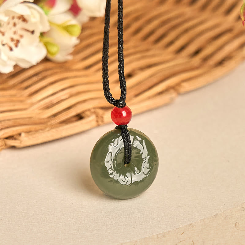 Buddha Stones "Wishing You Peace and Safety" Peace Buckle Jade Necklace Includes Gift Message Card