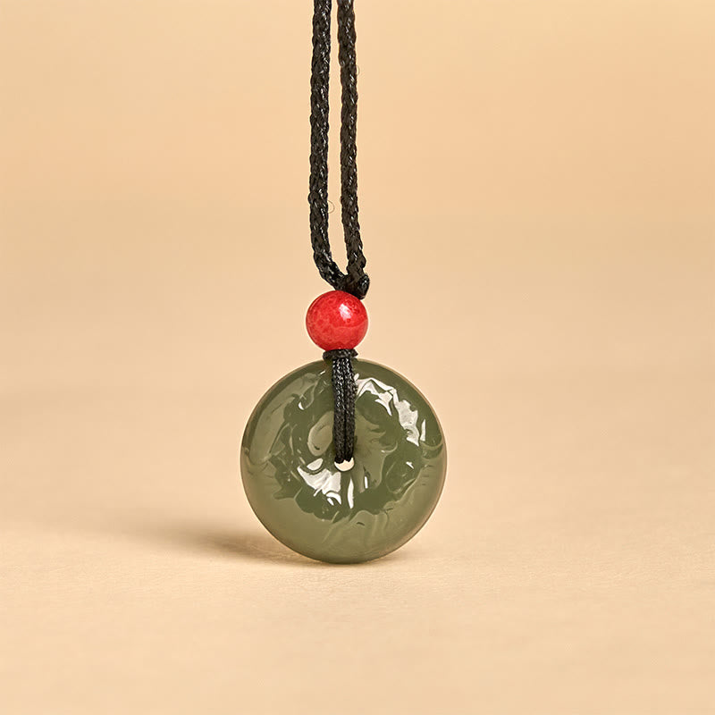 Buddha Stones "Wishing You Peace and Safety" Peace Buckle Jade Necklace Includes Gift Message Card