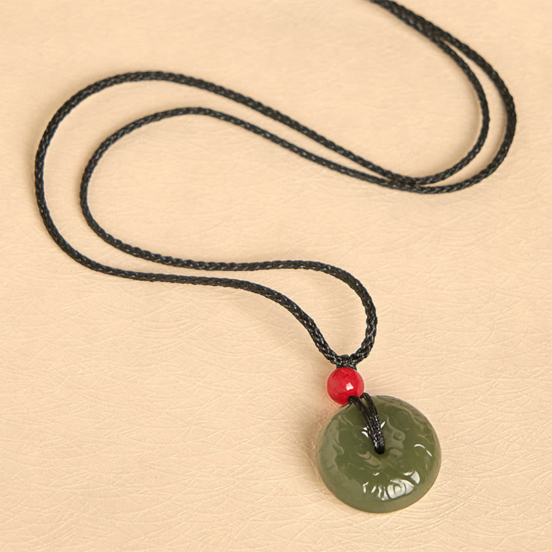 Buddha Stones "Wishing You Peace and Safety" Peace Buckle Jade Necklace Includes Gift Message Card