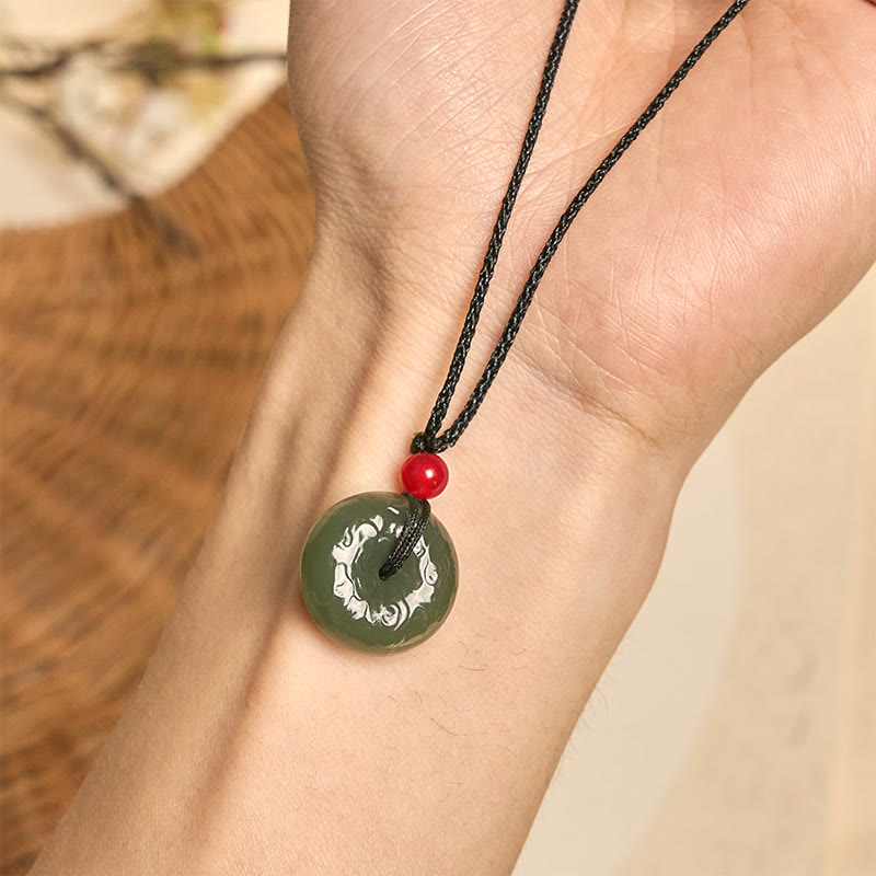 Buddha Stones "Wishing You Peace and Safety" Peace Buckle Jade Necklace Includes Gift Message Card