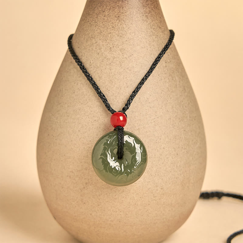 Buddha Stones "Wishing You Peace and Safety" Peace Buckle Jade Necklace Includes Gift Message Card