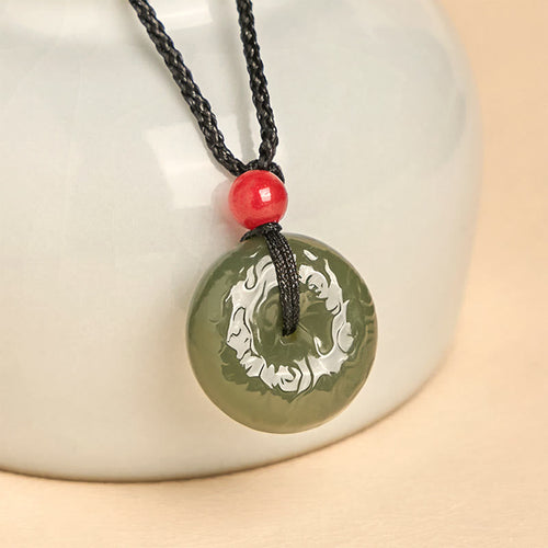 Buddha Stones "Wishing You Peace and Safety" Peace Buckle Jade Necklace Includes Gift Message Card