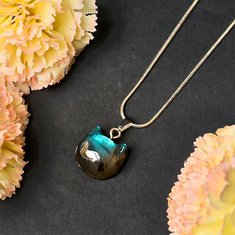 Buddha Stones "Hoping for Insight and Joy" Cat Labradorite Necklace Includes Gift Message Card