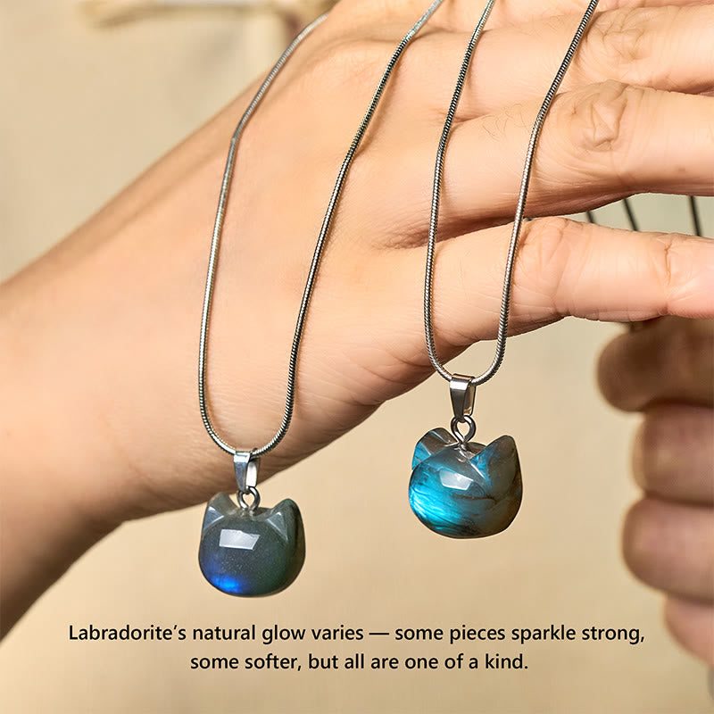 Buddha Stones "Hoping for Insight and Joy" Cat Labradorite Necklace Includes Gift Message Card