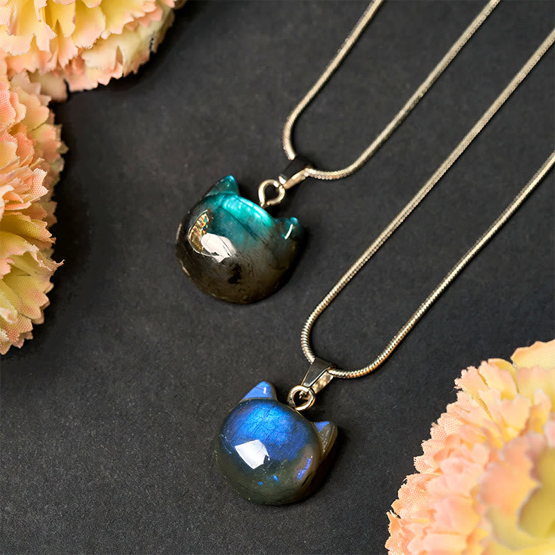 Buddha Stones "Hoping for Insight and Joy" Cat Labradorite Necklace Includes Gift Message Card