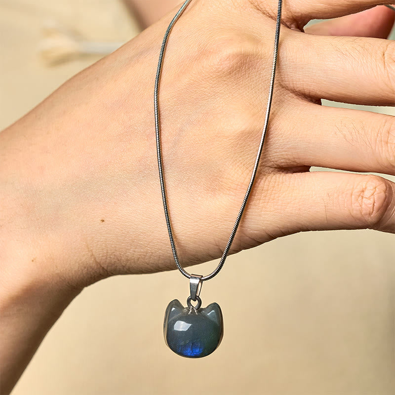 Buddha Stones "Hoping for Insight and Joy" Cat Labradorite Necklace Includes Gift Message Card