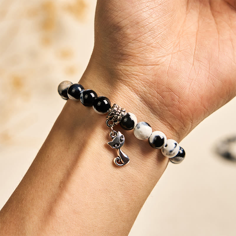 Buddha Stones "Sending Love and Joy to Your Cat" Cat Agate Bracelet Includes Gift Message Card
