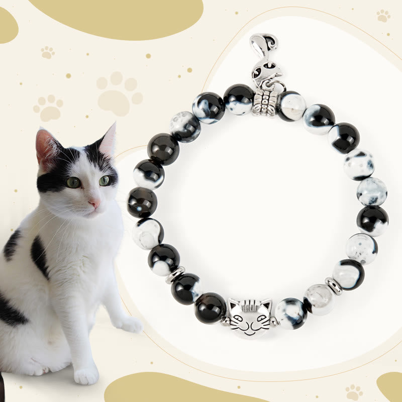 Buddha Stones "Sending Love and Joy to Your Cat" Cat Agate Bracelet Includes Gift Message Card