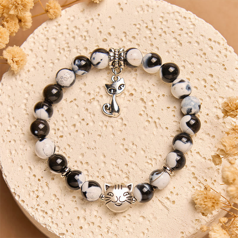 Buddha Stones "Sending Love and Joy to Your Cat" Cat Agate Bracelet Includes Gift Message Card