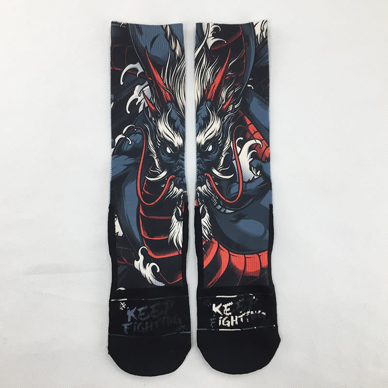 Buddha Stones "Fortress of the Mind" Casual Dragon Micro Crew Men's Socks Includes Gift Message Card