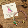 Buddha Stones "Sending Love and Harmony"Strawberry Quartz Bracelet Includes Gift Message Card
