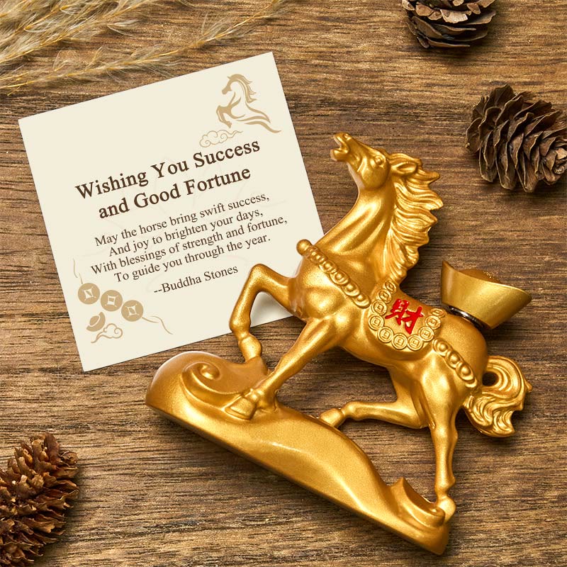 Buddha Stones "Wishing You Success and Good Fortune" Year of the Horse Decor Includes Gift Message Card