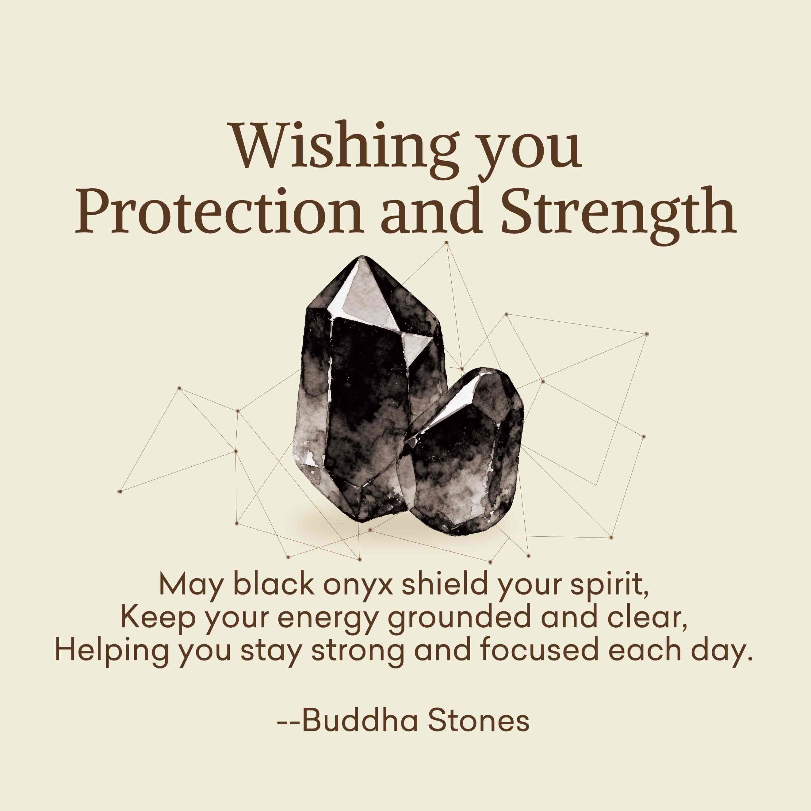 Buddha Stones "Wishing You Protection and Strength" Black Onyx Bracelet Includes Gift Message Card