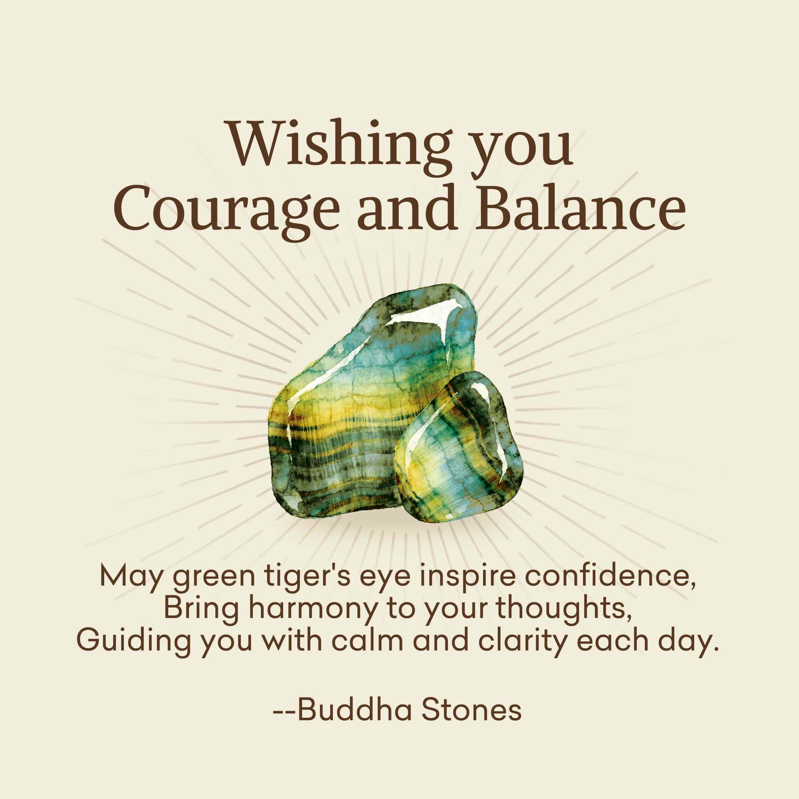 Buddha Stones "Wishing You Courage and Balance" Green Tiger Eye Bracelet Includes Gift Message Card
