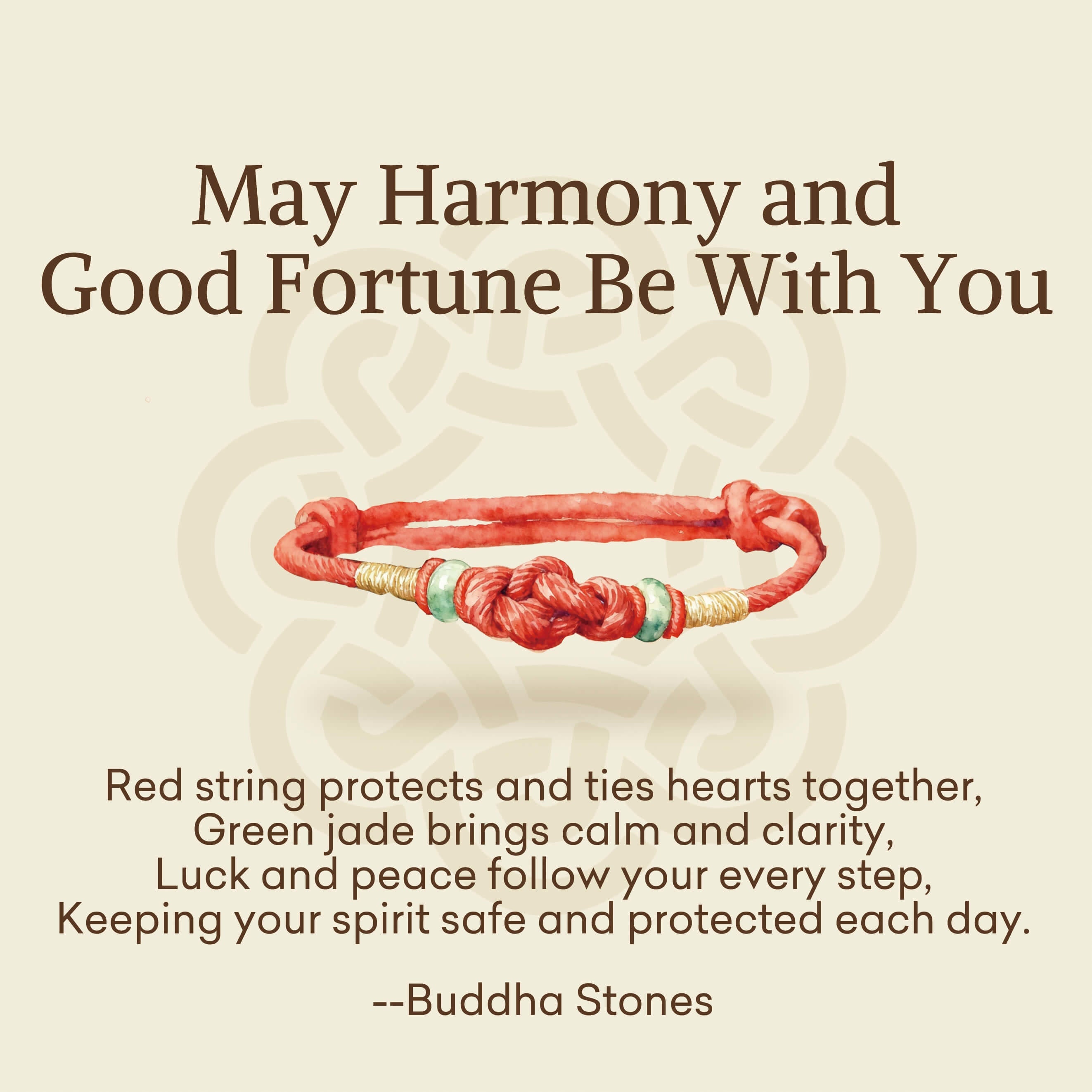 Buddha Stones "May Harmony and Good Fortune Be With You" Bracelet Includes Gift Message Card