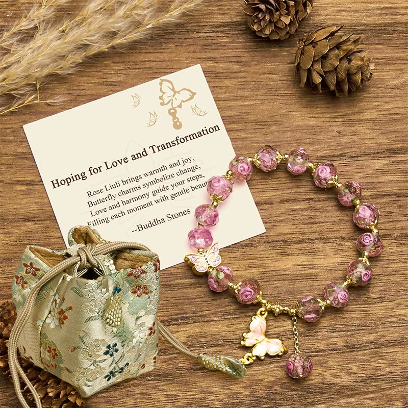 Buddha Stones "Hoping for Love and Transformation" Butterfly Bracelet Includes Gift Message Card