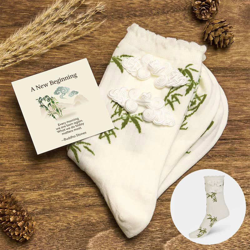 Buddha Stones "A New Beginning" Bamboo Micro Crew Women's Socks Includes Gift Message Card