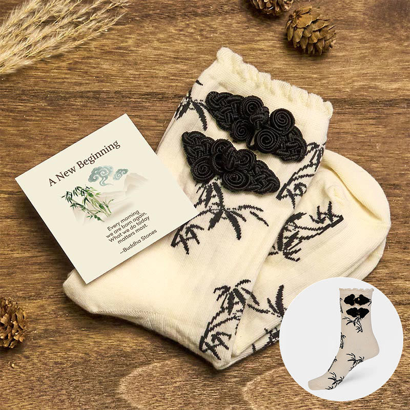Buddha Stones "A New Beginning" Bamboo Micro Crew Women's Socks Includes Gift Message Card