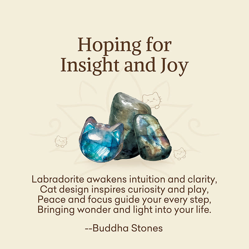 Buddha Stones "Hoping for Insight and Joy" Cat Labradorite Necklace Includes Gift Message Card