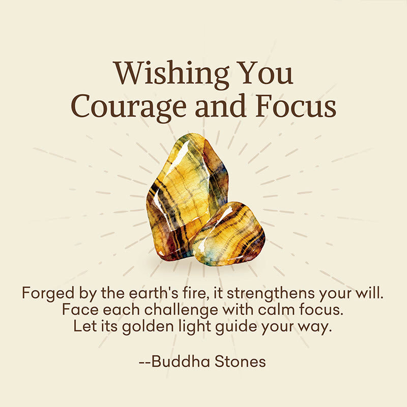 Buddha Stones "Wishing You Courage and Focus" Tiger Eye Leather Bracelet Includes Gift Message Card