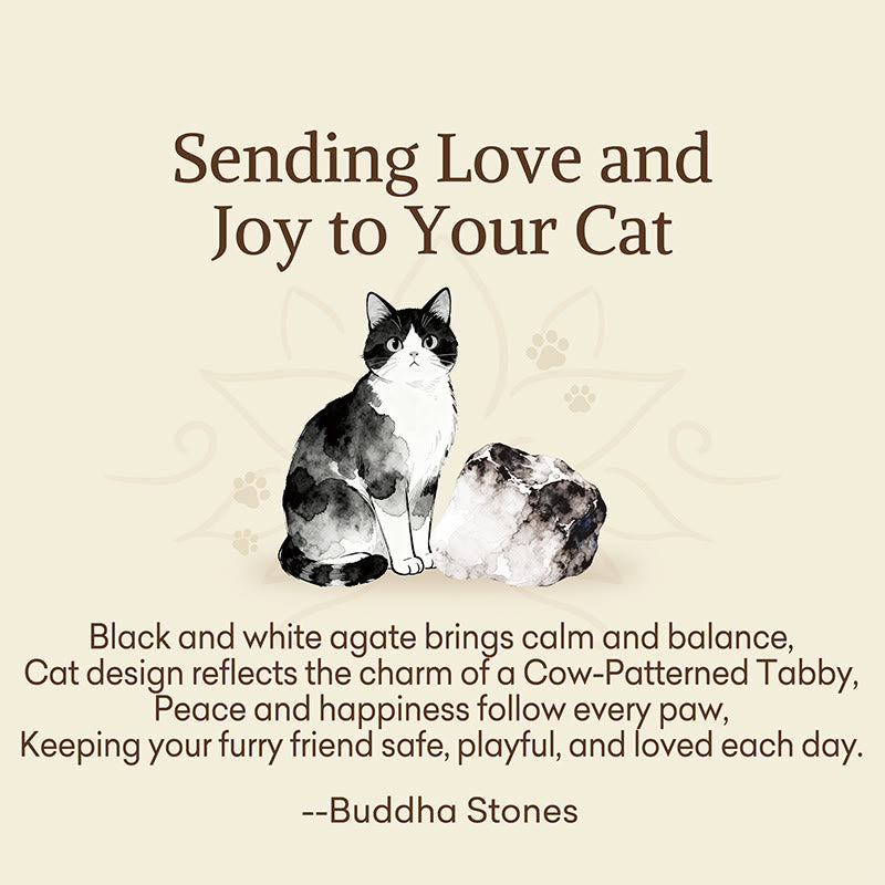 Buddha Stones "Sending Love and Joy to Your Cat" Cat Agate Bracelet Includes Gift Message Card