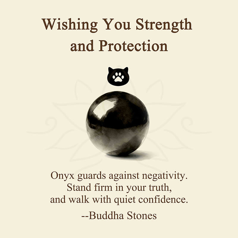 Buddha Stones "Wishing You Strength and Protection" Cat Onyx Bracelet Includes Gift Message Card