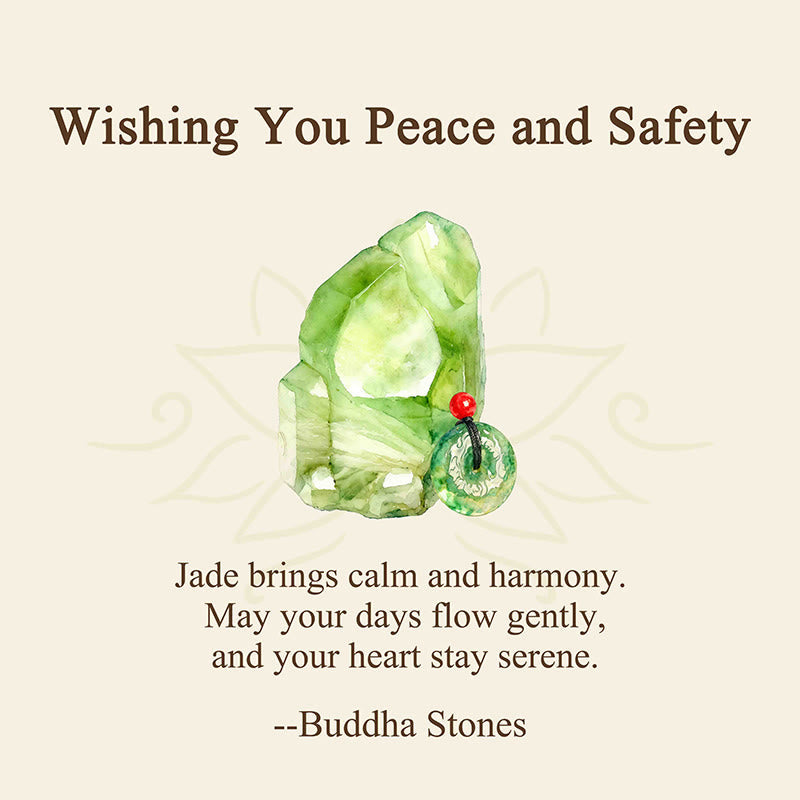Buddha Stones "Wishing You Peace and Safety" Peace Buckle Jade Necklace Includes Gift Message Card