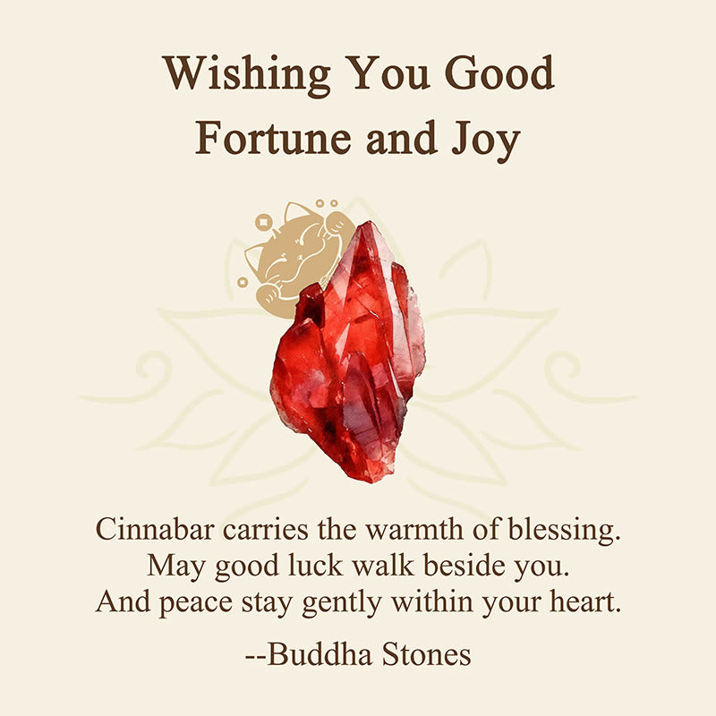 Buddha Stones "Wishing You Good Fortune and Joy" Cat Cinnabar Bracelet Includes Gift Message Card