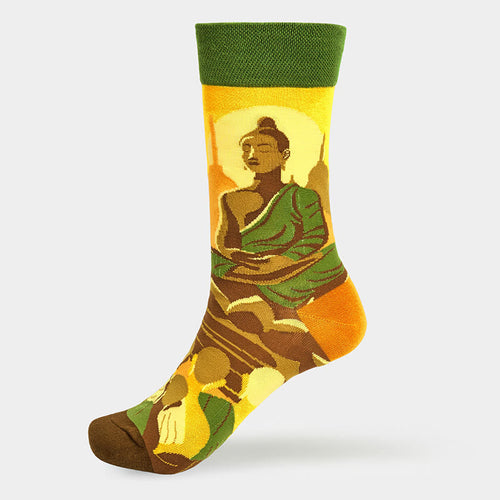Buddha Stones "Be Here Now" Casual Buddha Lotus Dragonfly Women's Socks Includes Gift Message Card