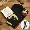 Buddha Stones "Be Present" Casual White Red Cranes Men Women Unisex Socks Includes Gift Message Card