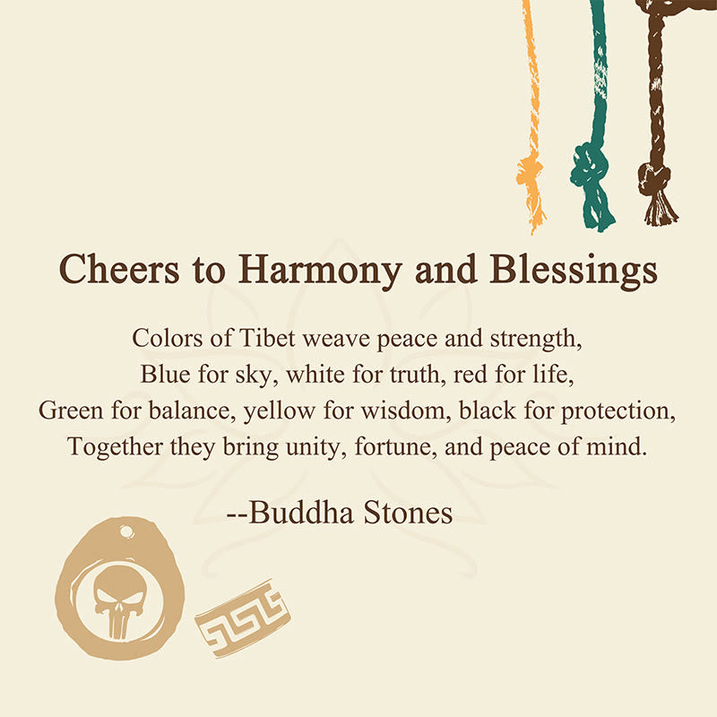 Buddha Stones "Cheers to Harmony and Blessings" Tibetan Rope Bracelet Includes Gift Message Card