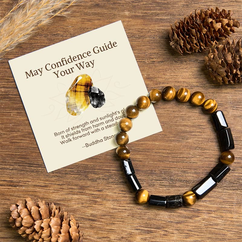Buddha Stones "May Confidence Guide Your Way" Black Tourmaline Bracelet Includes Gift Message Card