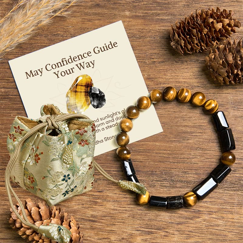 Buddha Stones "May Confidence Guide Your Way" Black Tourmaline Bracelet Includes Gift Message Card