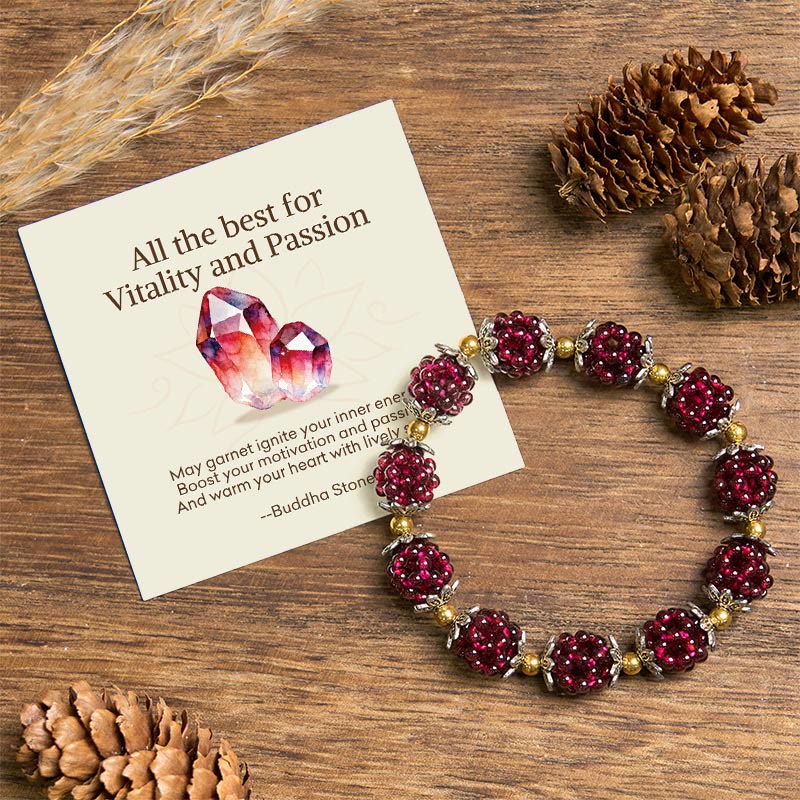 Buddha Stones "All the best for Vitality and Passion" Garnet Bracelet Includes Gift Message Card