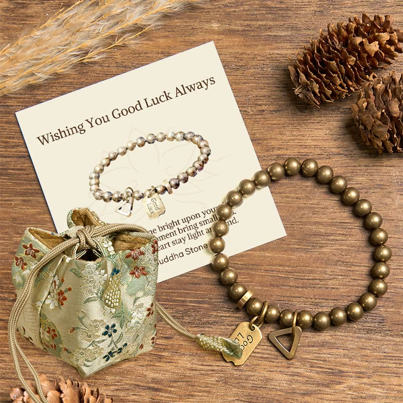 Buddha Stones "Wishing You Good Luck Always" Pure Copper Brass Bracelet Includes Gift Message Card
