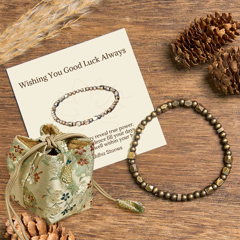 Buddha Stones "Wishing You Balance and Strength" Brass Beads Bracelet Includes Gift Message Card