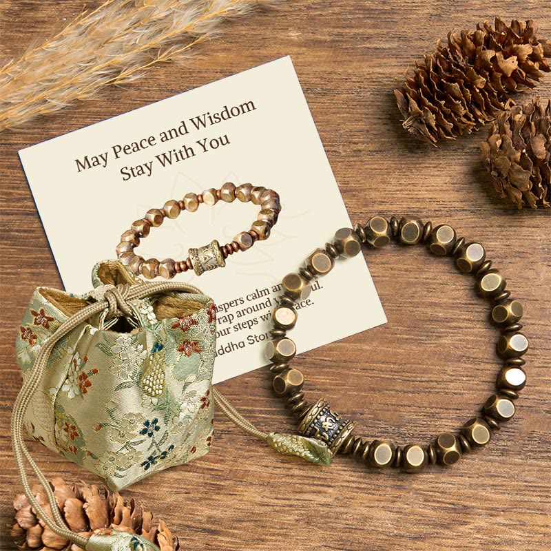 Buddha Stones "Wishing You Balance and Strength" Brass Amulet Bracelet Includes Gift Message Card