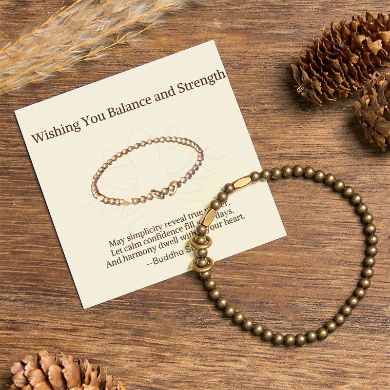 Buddha Stones "Wishing You Balance and Strength" Brass Bracelet Includes Gift Message Card