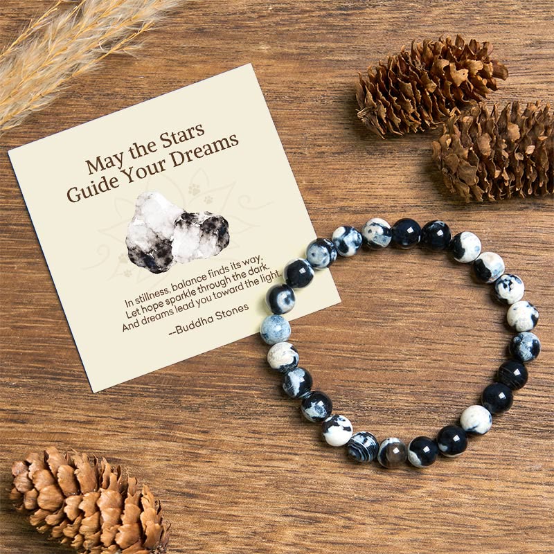 Buddha Stones "May the Stars Guide Your Dreams" Orca Agate Bracelet Includes Gift Message Card