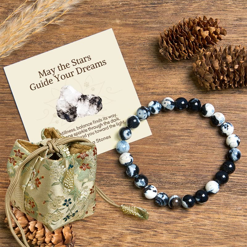 Buddha Stones "May the Stars Guide Your Dreams" Orca Agate Bracelet Includes Gift Message Card