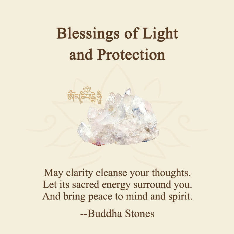 Buddha Stones "Blessings of Light and Protection" White Crystal Bracelet Includes Gift Message Card