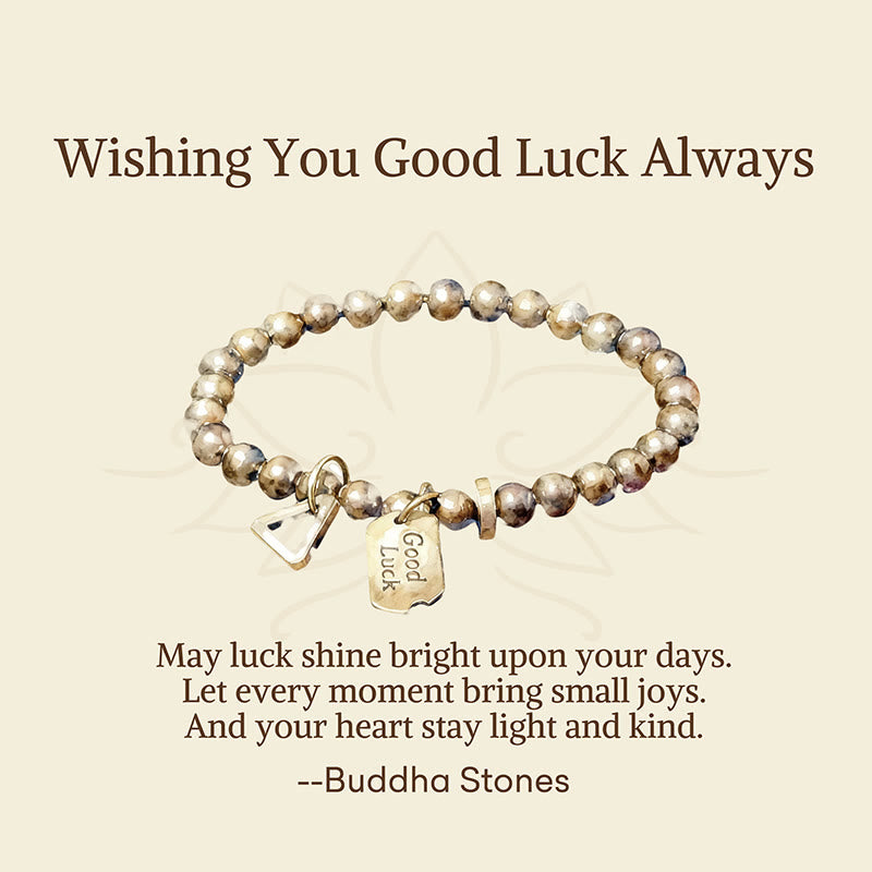 Buddha Stones "Wishing You Good Luck Always" Pure Copper Brass Bracelet Includes Gift Message Card