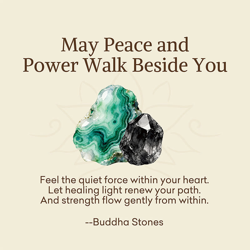 Buddha Stones "May Peace and Power Walk Beside You" Malachite Bracelet Includes Gift Message Card