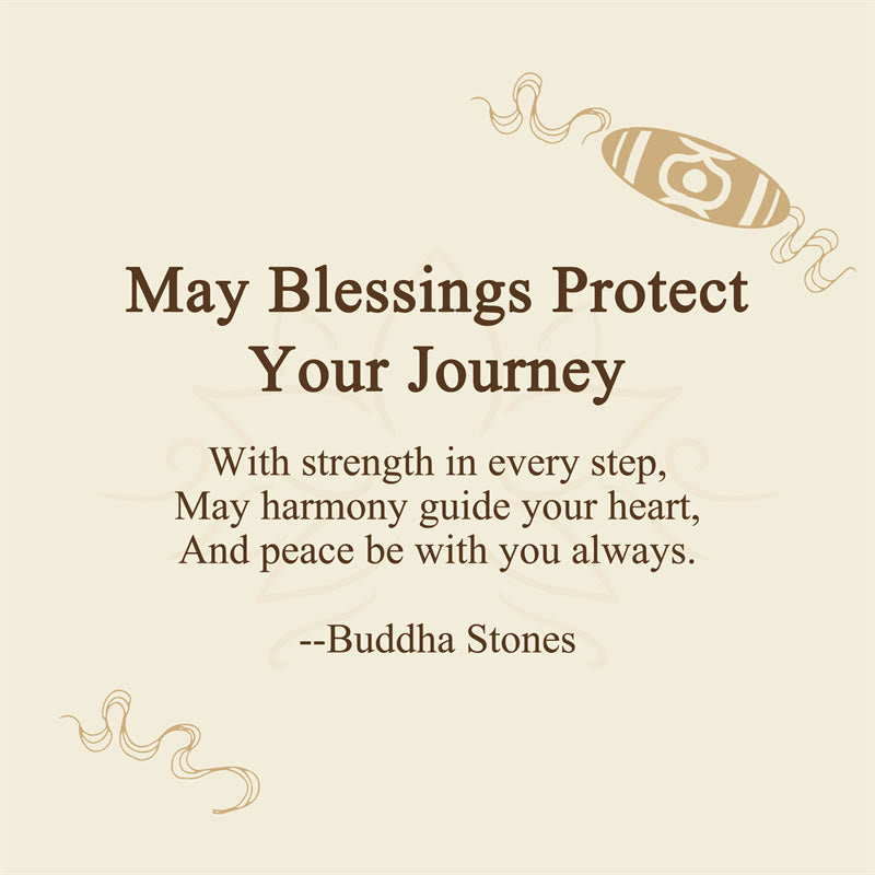 Buddha Stones "May Blessings Protect Your Journey" Dzi Bead Bracelet Includes Gift Message Card
