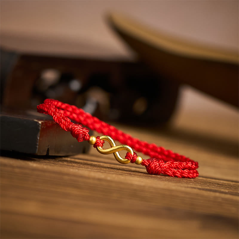Buddha Stones "May Endless Luck Find You" Infinity Charm Brass Red String Bracelet Includes Gift Message Card