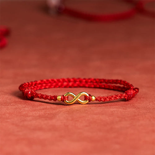 Buddha Stones "May Endless Luck Find You" Infinity Charm Brass Red String Bracelet Includes Gift Message Card