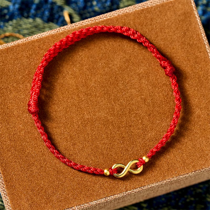 Buddha Stones "May Endless Luck Find You" Infinity Charm Brass Red String Bracelet Includes Gift Message Card