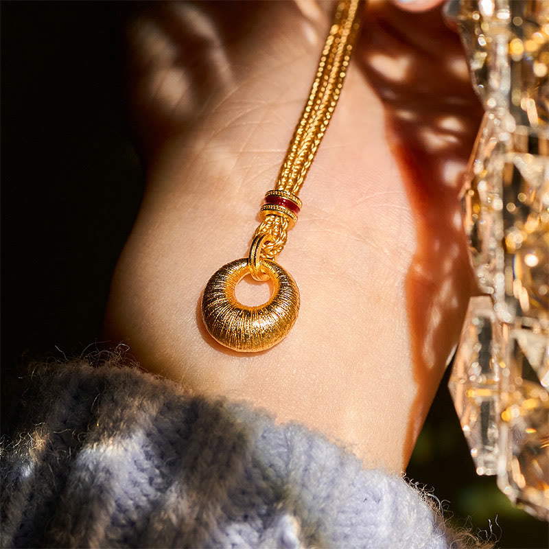 Buddha Stones "Wishing You Lasting Peace" 24k Gold Plated Copper Peace Buckle Necklace Includes Gift Message Card