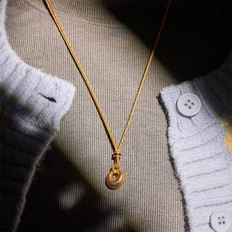 Buddha Stones "Wishing You Lasting Peace" 24k Gold Plated Copper Peace Buckle Necklace Includes Gift Message Card